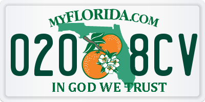FL license plate 0208CV