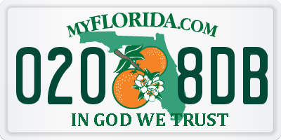 FL license plate 0208DB