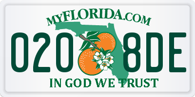 FL license plate 0208DE