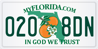 FL license plate 0208DN