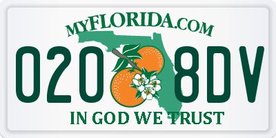 FL license plate 0208DV