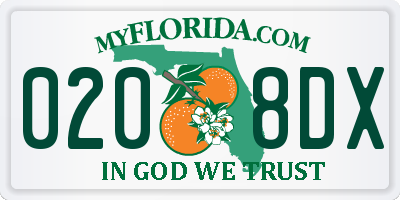FL license plate 0208DX