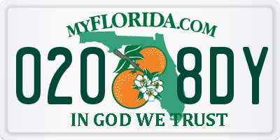 FL license plate 0208DY