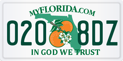FL license plate 0208DZ