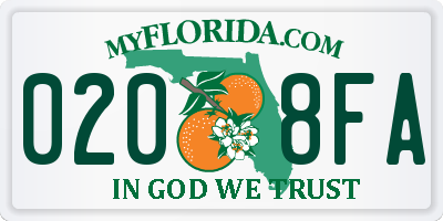 FL license plate 0208FA
