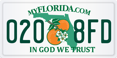 FL license plate 0208FD