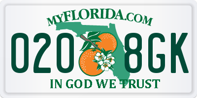 FL license plate 0208GK