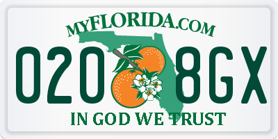 FL license plate 0208GX
