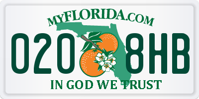 FL license plate 0208HB