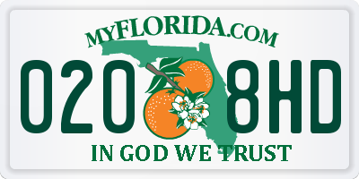 FL license plate 0208HD