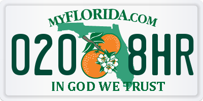 FL license plate 0208HR