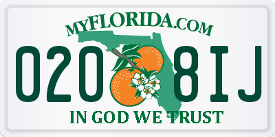 FL license plate 0208IJ