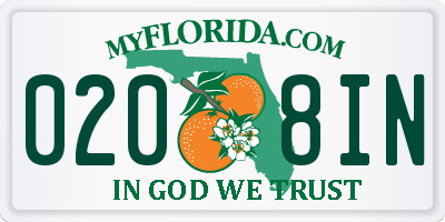 FL license plate 0208IN