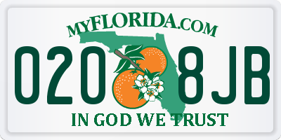 FL license plate 0208JB