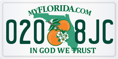 FL license plate 0208JC