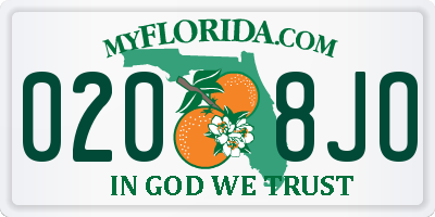 FL license plate 0208JO