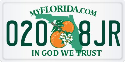 FL license plate 0208JR