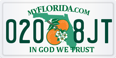 FL license plate 0208JT