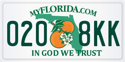 FL license plate 0208KK