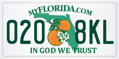 FL license plate 0208KL