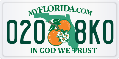 FL license plate 0208KO