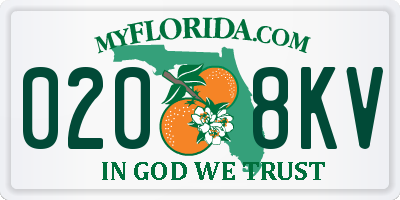 FL license plate 0208KV