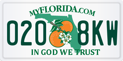 FL license plate 0208KW