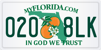 FL license plate 0208LK