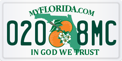 FL license plate 0208MC