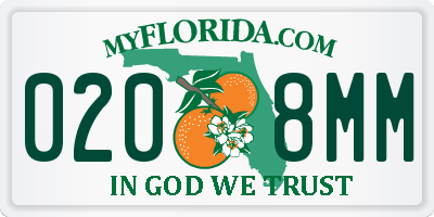 FL license plate 0208MM