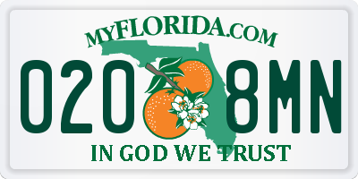 FL license plate 0208MN