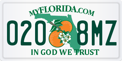 FL license plate 0208MZ