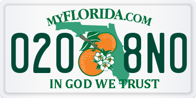 FL license plate 0208NO