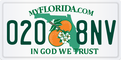 FL license plate 0208NV
