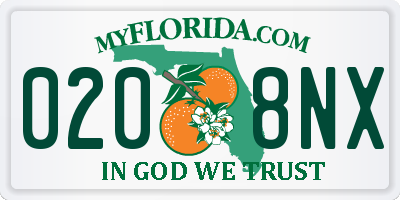 FL license plate 0208NX