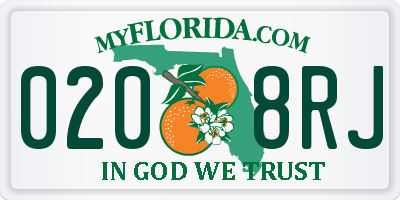 FL license plate 0208RJ