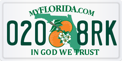 FL license plate 0208RK