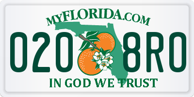 FL license plate 0208RO