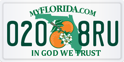 FL license plate 0208RU