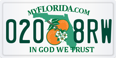 FL license plate 0208RW