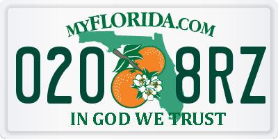 FL license plate 0208RZ