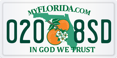 FL license plate 0208SD