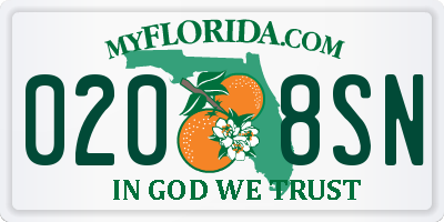 FL license plate 0208SN