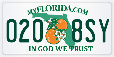 FL license plate 0208SY