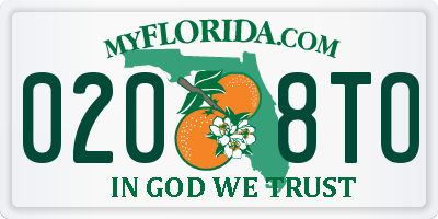 FL license plate 0208TO