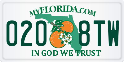 FL license plate 0208TW