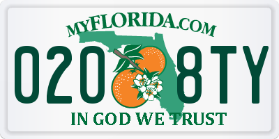 FL license plate 0208TY