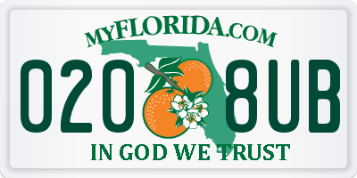 FL license plate 0208UB