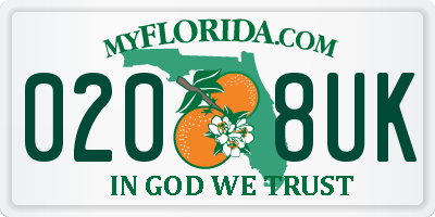 FL license plate 0208UK