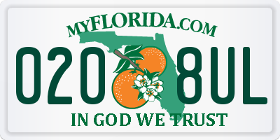 FL license plate 0208UL